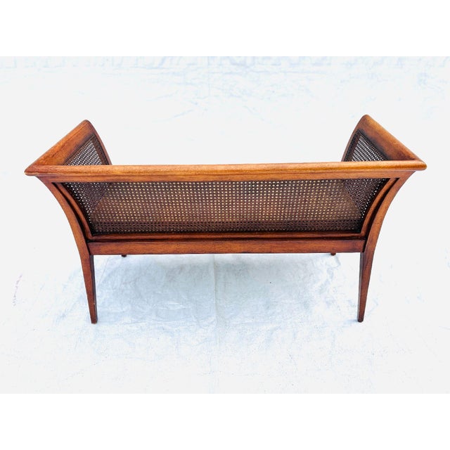 80's Vintage , midcentury style cane back bench, solid wood frame 49"LX 20" D X 29.5"H X Seat H 19" cane is in very good...