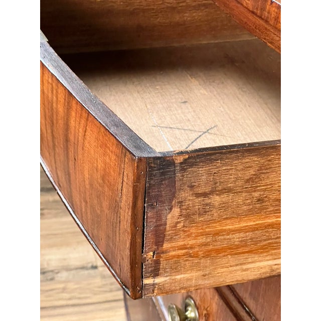 Brown Antique George III Mahogany Bowfront Chest on French Feet C. Late 18th Century For Sale - Image 8 of 11