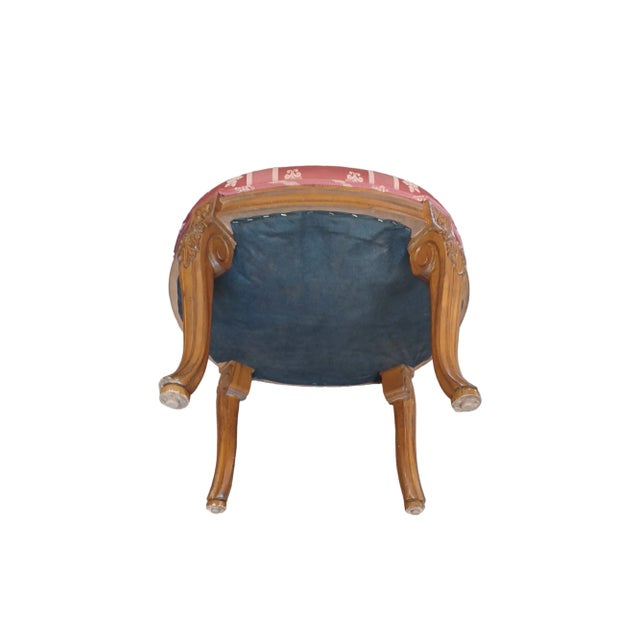 French Vintage French Style Walnut and Upholstered Foot Stool For Sale - Image 3 of 4