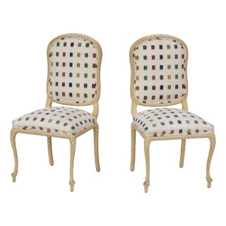 Rope Frame Dining Chairs Custom Made for Holland Salley, S/2 For Sale