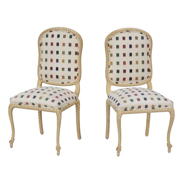 Rope Frame Dining Chairs Custom Made for Holland Salley, S/2 For Sale