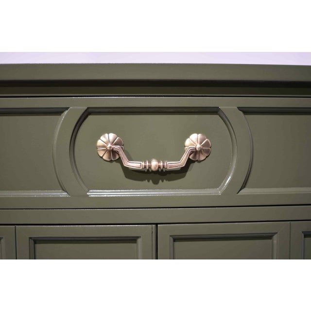 Mid Century Hollywood Regency Sideboard by Mount Airy in Green - Newly Painted For Sale - Image 11 of 16
