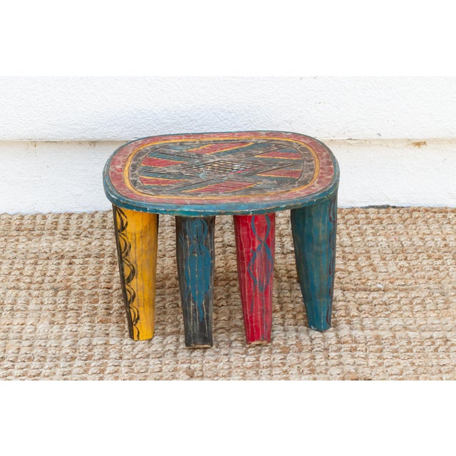 Bold & Colorful Nupe Stool For Sale - Image 4 of 8