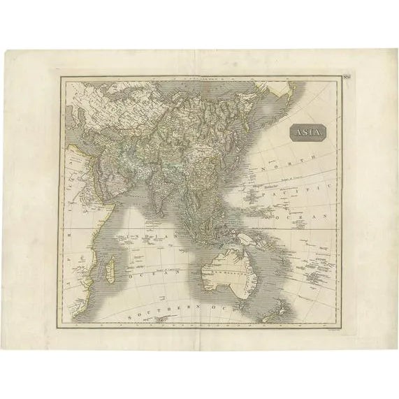 Antique Map of Asia, 1814 For Sale