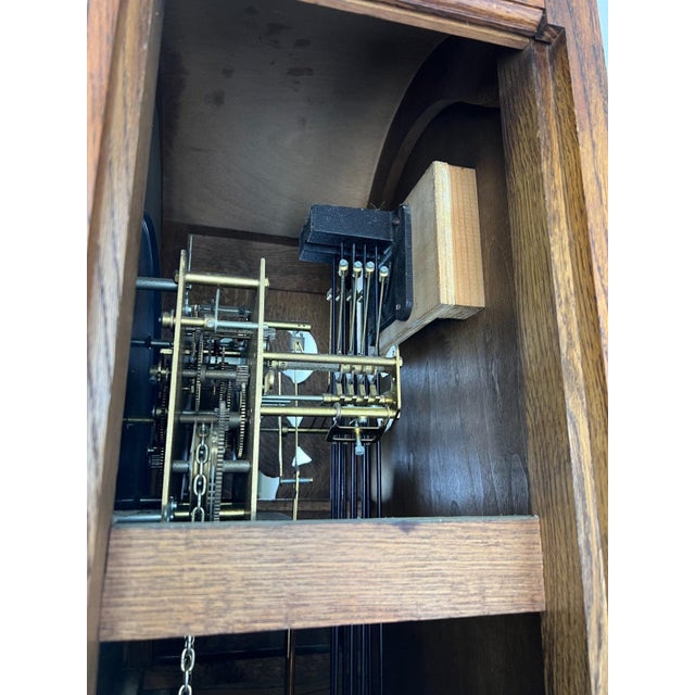 Vintage Grandfather Clock in Oak For Sale - Image 16 of 17