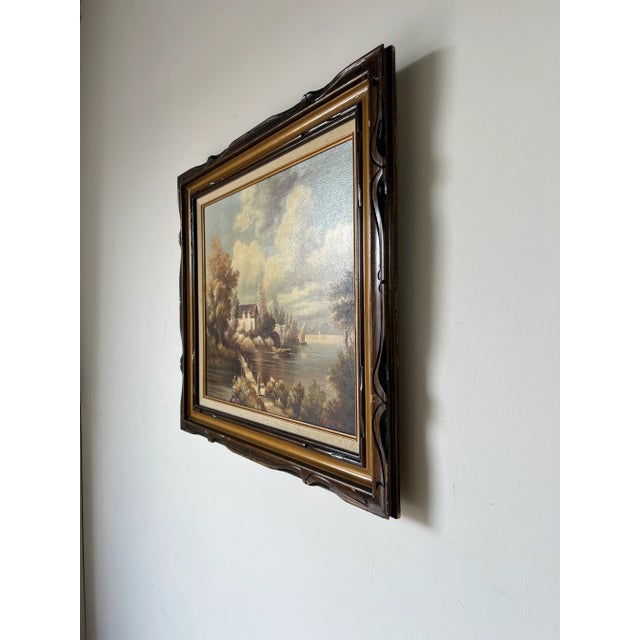 Mid-Century Modern Vintage G. Closson English Cottage Oil on Canvas Painting For Sale - Image 3 of 13