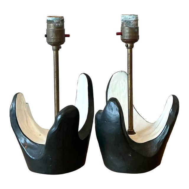 Vintage MCM Plaster Abstract Lamps - A Pair For Sale