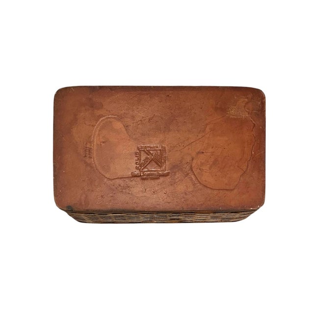 Wood Vintage Woven Leather & Wood Parquet Lidded Trinket / Stash Box by Chas A. Schieren, New York Circa 1930 For Sale - Image 7 of 8