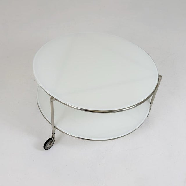 Mid-Century Strind Coffee Table in White Glass and Nickel-Plated Steel by Ehlén Johansson for Ikea, Sweden, 1990s For Sale - Image 9 of 13
