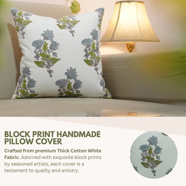 Elevate your home décor with the Fabdivine Abhishek Hand Block Print Pillow Cover, beautifully crafted from Thick cotton...