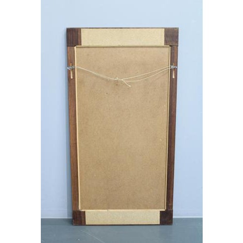 Beige Mid-Century Danish Rectangular Wood and Tile Wall Mirror, 1960s For Sale - Image 8 of 10