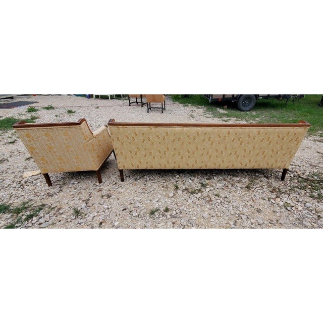 Late 20th Century MidCentury Modern Yellow Couch and Matching Chair