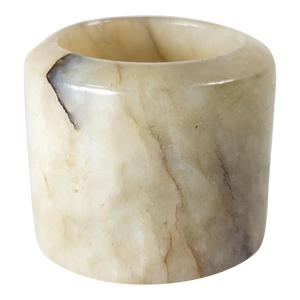 19th Century or Earlier Chinese Celadon Gray Nephrite Jade Archer's Ring