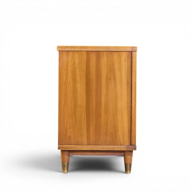 Mid 20th Century John Widdicomb Mid Century Walnut and Brass Credenza With Hutch For Sale - Image 5 of 14
