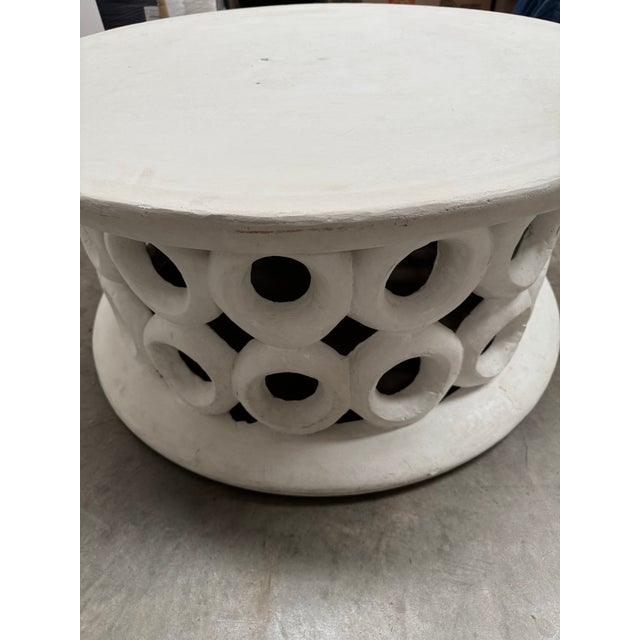 Early 21st Century 35" Round White Plaster Coffee Table for Outdoors or Indoors For Sale - Image 5 of 10