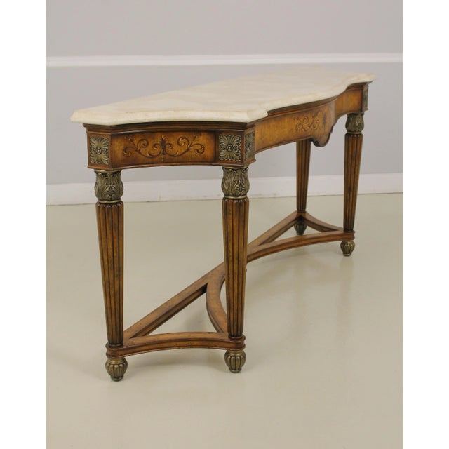 Traditional Maitland Smith Marble Top Large Console Table For Sale - Image 3 of 13