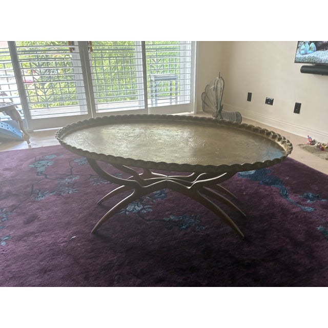1950s Sculptural Brass Tray Table For Sale - Image 9 of 9