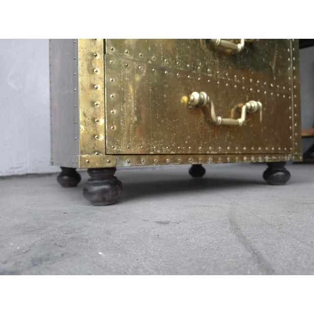 Metal 1970s Brass Clad Three-Drawer Chest by Sarreid For Sale - Image 7 of 10