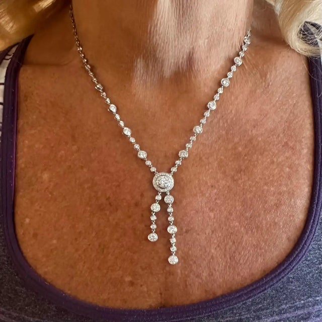 Mid 20th Century Tiffany & Co. Jazz Diamond Lariat Drop Platinum Necklace For Sale - Image 10 of 13