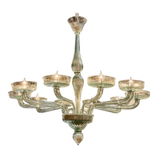 Murano Fontana Green Chandelier For Sale