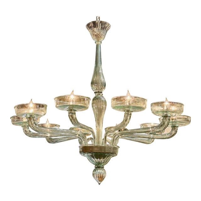 Murano Fontana Green Chandelier For Sale