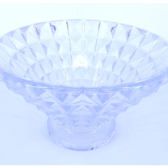 Vintage Geometric Diamond Relief Patterns Crystal Bowl For Sale - Image 4 of 8