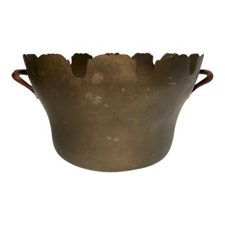 Antique 19th Century French Brass & Copper Round Planter For Sale