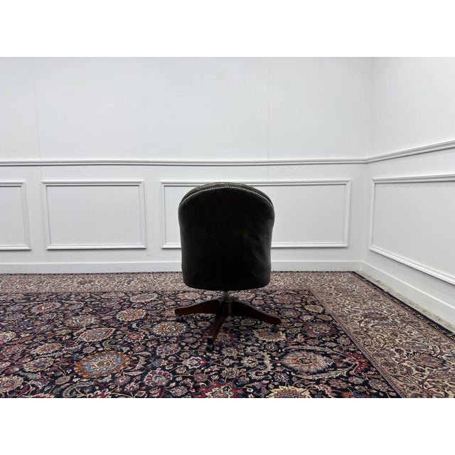English Green Chesterfield Desk Chair For Sale - Image 4 of 10