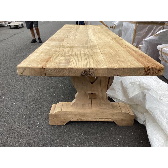 10Ft. Antique French Weathered Oak Farm Table For Sale - Image 4 of 18