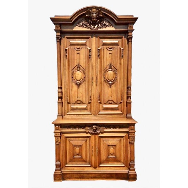 Renaissance Style Walnut 2-Body Buffet For Sale - Image 6 of 6