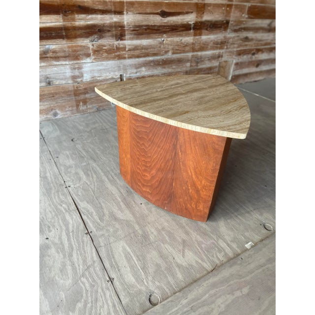 Italian Travertine Guitar Pick Side Table For Sale In Tampa - Image 6 of 11