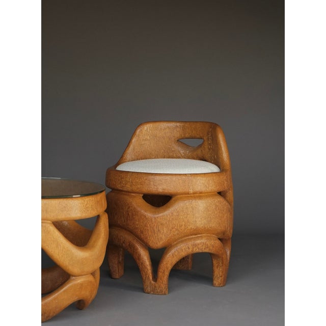 Hand-Carved Palm Wood Side Chair, 1970s For Sale - Image 4 of 10