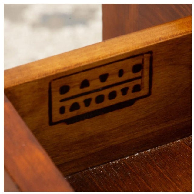 Mahogany Two Tier Side Table With Drawer on Casters, Signed David Iatesta For Sale - Image 4 of 4