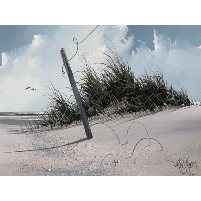 Original vintage oil on canvas by American artist Rex Duggar (Georgia, 1943–2009), depicting a serene coastal dunes...