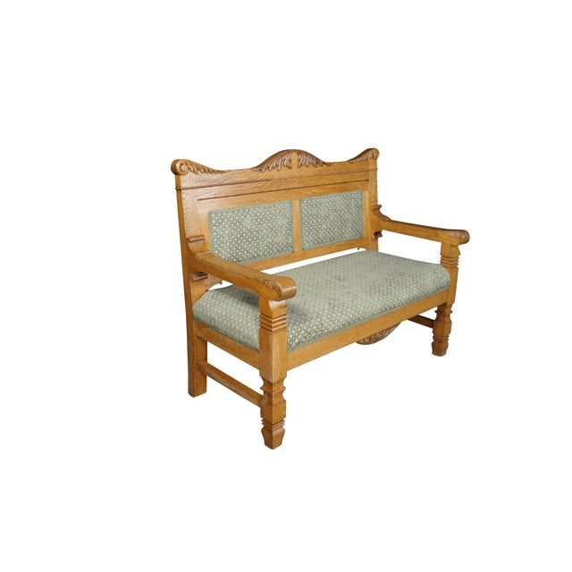 This antique settee or loveseat is crafted from premium solid quartersawn chunky oak in the American Empire / Transition...