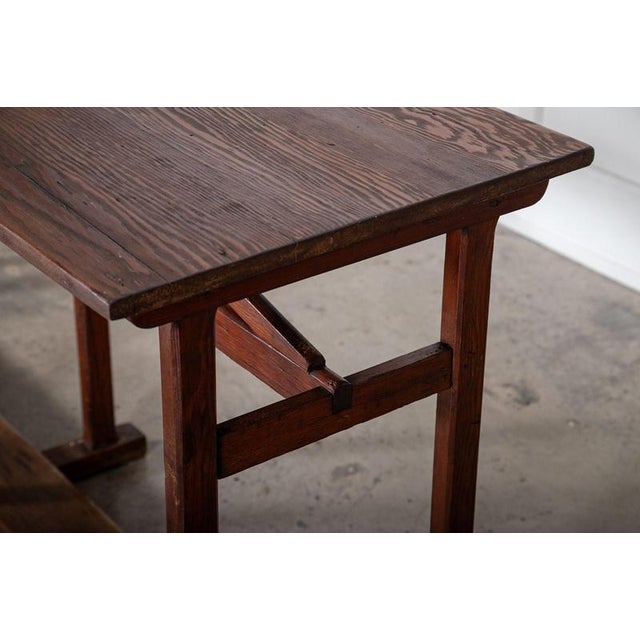 Brown 19th Century French Convent Pine Hall Console Table For Sale - Image 8 of 16