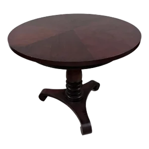 1990s Baker Furniture Empire Mahogany Pedestal Tea Table or Center Table