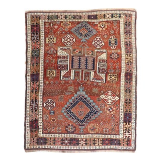 Early 20th Century Tribal Kurdish Square Rug - 6'7" x 8' For Sale