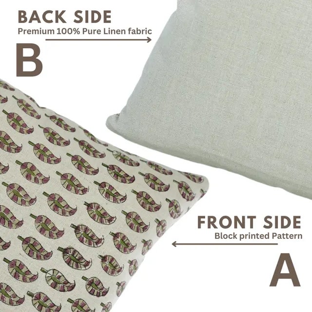 Floral Home Decor Cushion Cover Pure Linen 26x26 Inch- Lil Paisley For Sale - Image 4 of 5