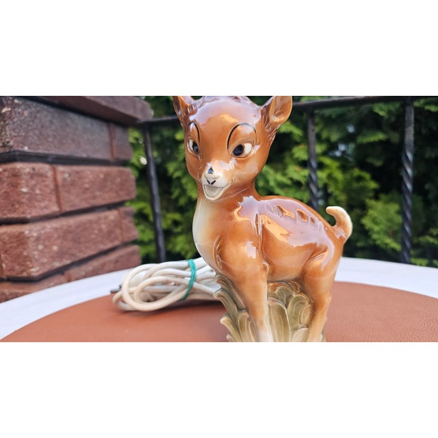 Goebel porcelain Bambi fawn,table lamp, 1950s, dimensions: height 19.5 cm, width 12.5 cm, depth 7.5 cm. European Plug (up...