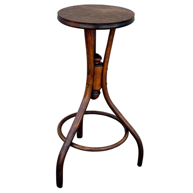 Art Nouveau Late 19th Century Late Victorian Thonet Style Bentwood Oak Tripod Plant Stand Pedestal Table For Sale - Image 3 of 6