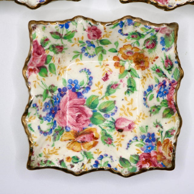 Mid 20th Century 1930s James Kent Fenton "Rosalynde" Floral Chintz Nut Dishes - Set of 3 For Sale - Image 5 of 12
