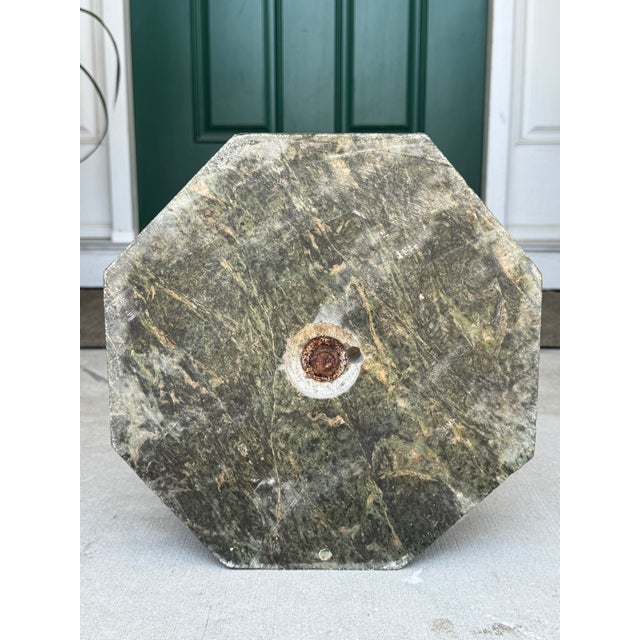 Fine Antique 1800s Verde Antico Marble Column Pedestal Ft. Gilded Corinthian Capital For Sale - Image 14 of 15