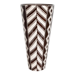 Madoda Fani – South African Brown & Cream Art Pottery Vase, 2003, 15" For Sale