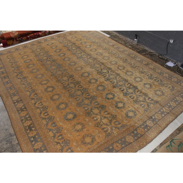 Traditional Hand-Knotted Vintage Ottoman Style Rug in Beige-Brown, Blue All Over Pattern For Sale - Image 3 of 9
