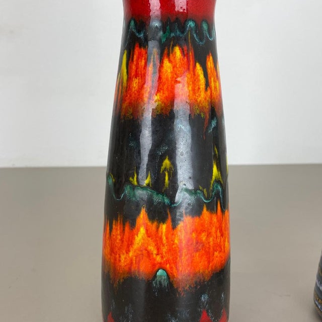 Blue Pottery Fat Lava Vases from Scheurich, Germany, 1970s, Set of 2 For Sale - Image 8 of 18