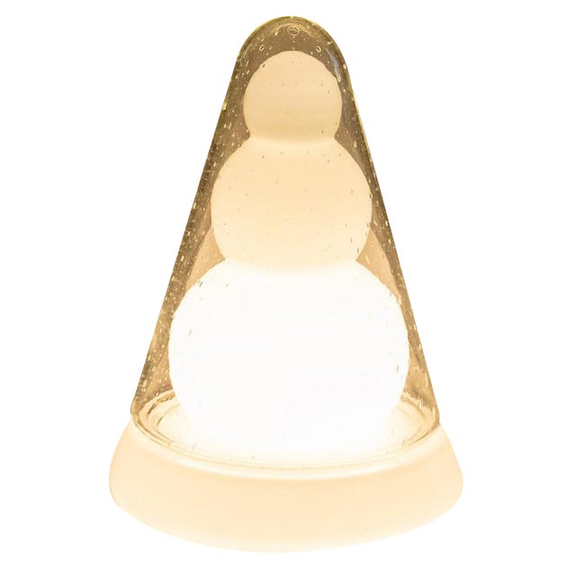 Vintage Glass Table Lamp, 1970s For Sale