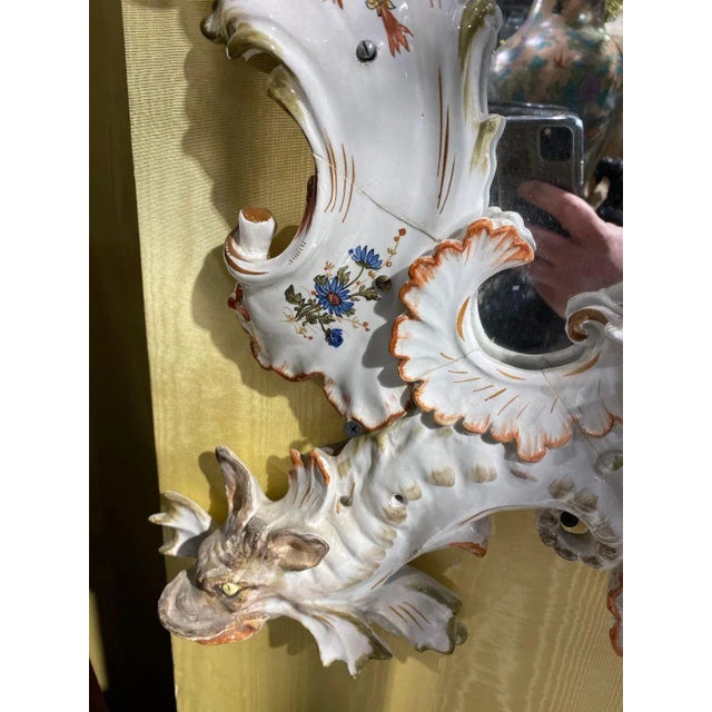 Venetian Floral Painted Porcelain Mirror For Sale - Image 12 of 13