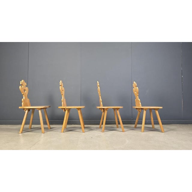 Tan Vintage Rustic Tiroler Chairs, 1960s, Set of 4 For Sale - Image 8 of 15