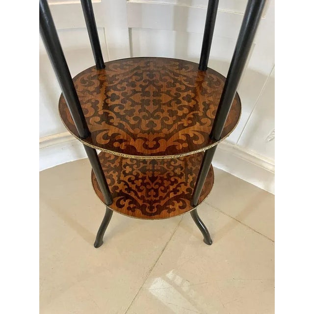 Victorian Three Tier Oval Inlaid Stand Display Shelves, 1860s For Sale - Image 4 of 11
